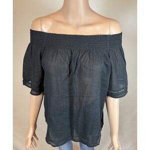Calvin Klein Black Off-the-Shoulder Short Sleeve Blouse
